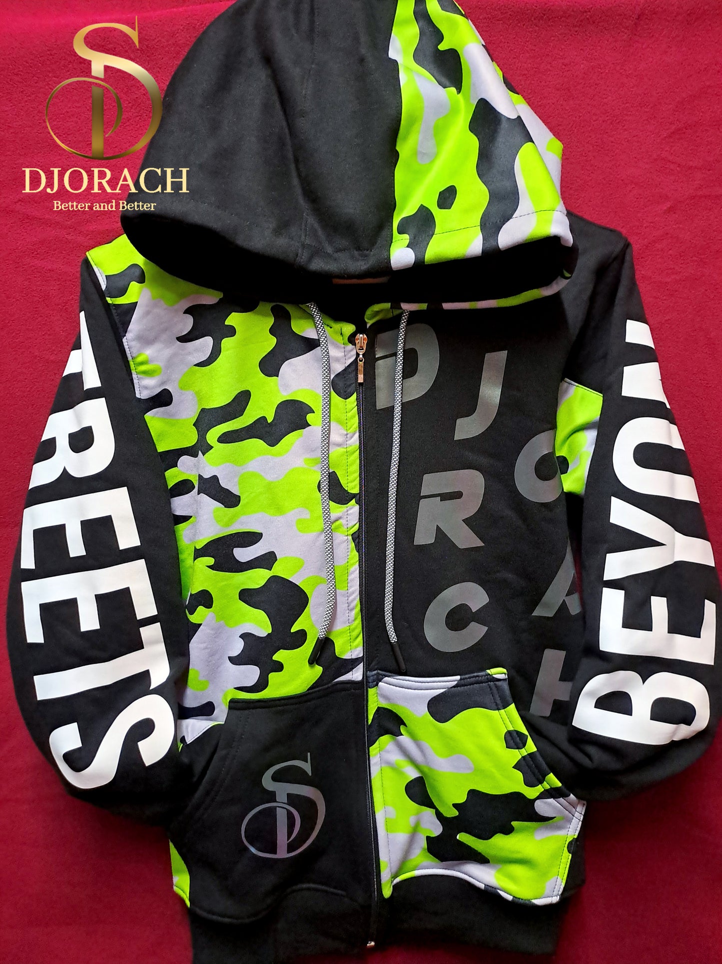 Casaca camuflada verde unisex, con efecto luminoso
