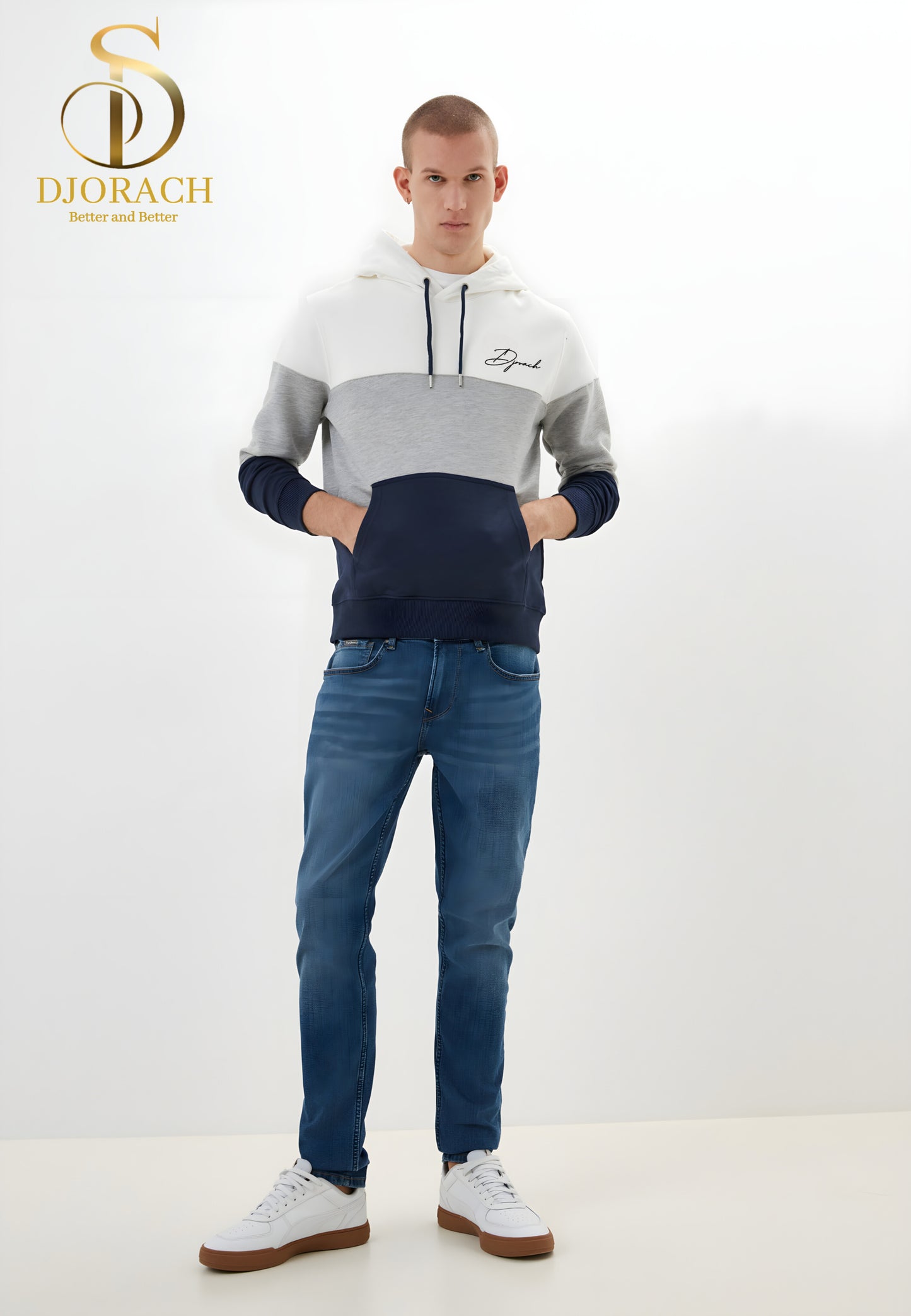 Polera De hombre Square, con diseño tricolor