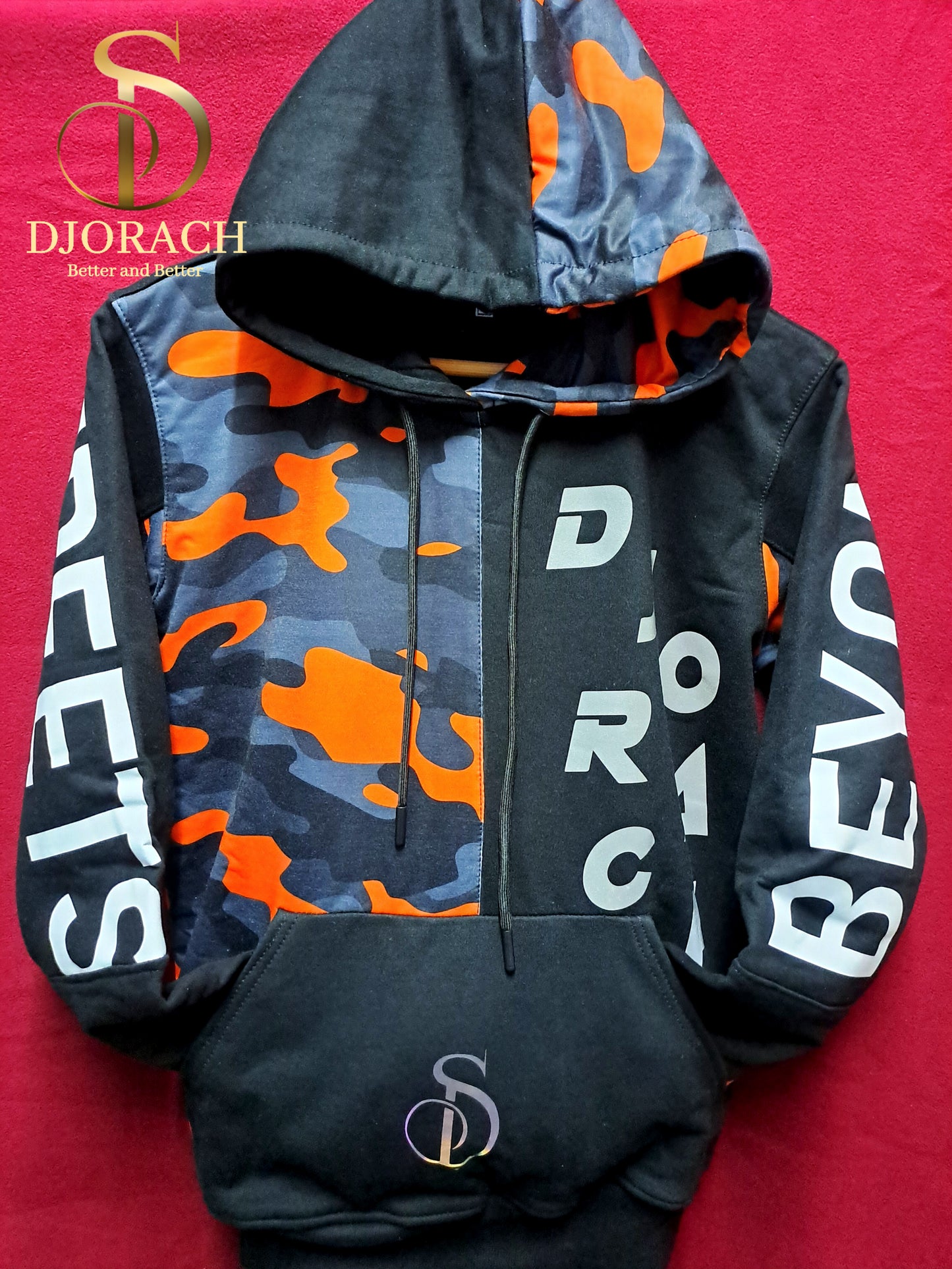Sudadera camuflada naranja para hombre