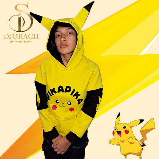 Polera Hoddie Pikachu Pokemón Anime Unisex, Marca Djorach
