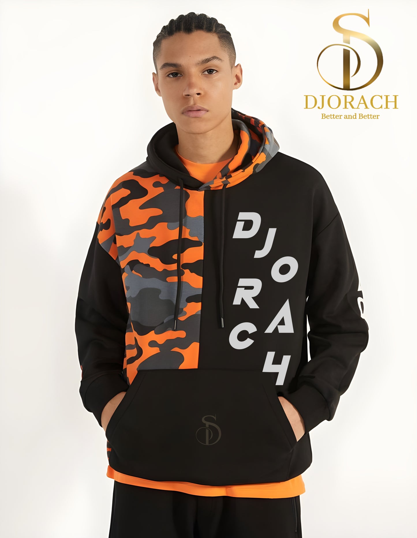 Sudadera camuflada naranja para hombre
